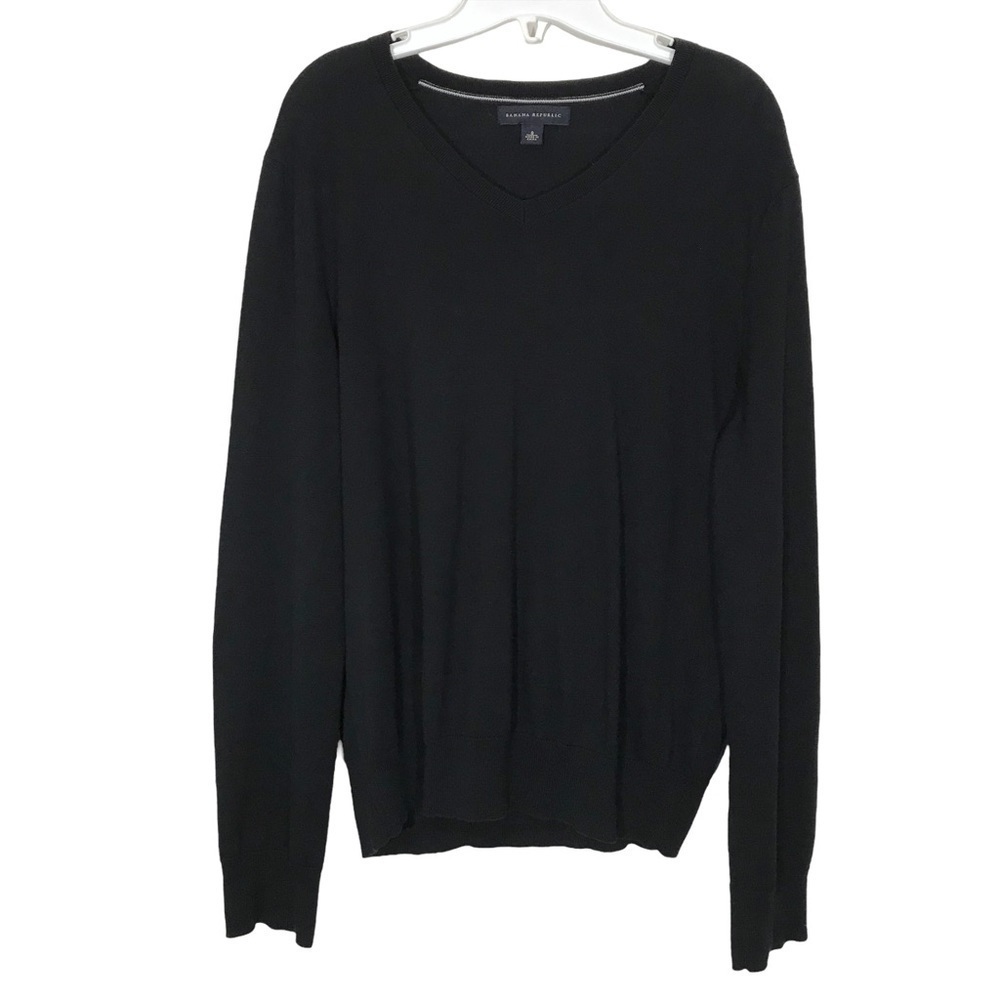 Banana Republic Black Silk Cashmere V Neck Sweater Size Small
